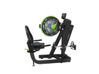 Recumbent bike with digital display on a white background