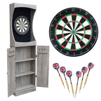 Westwood Bristle Dartboard and 84-in Free-Standing Cabinet - Rustic Gray