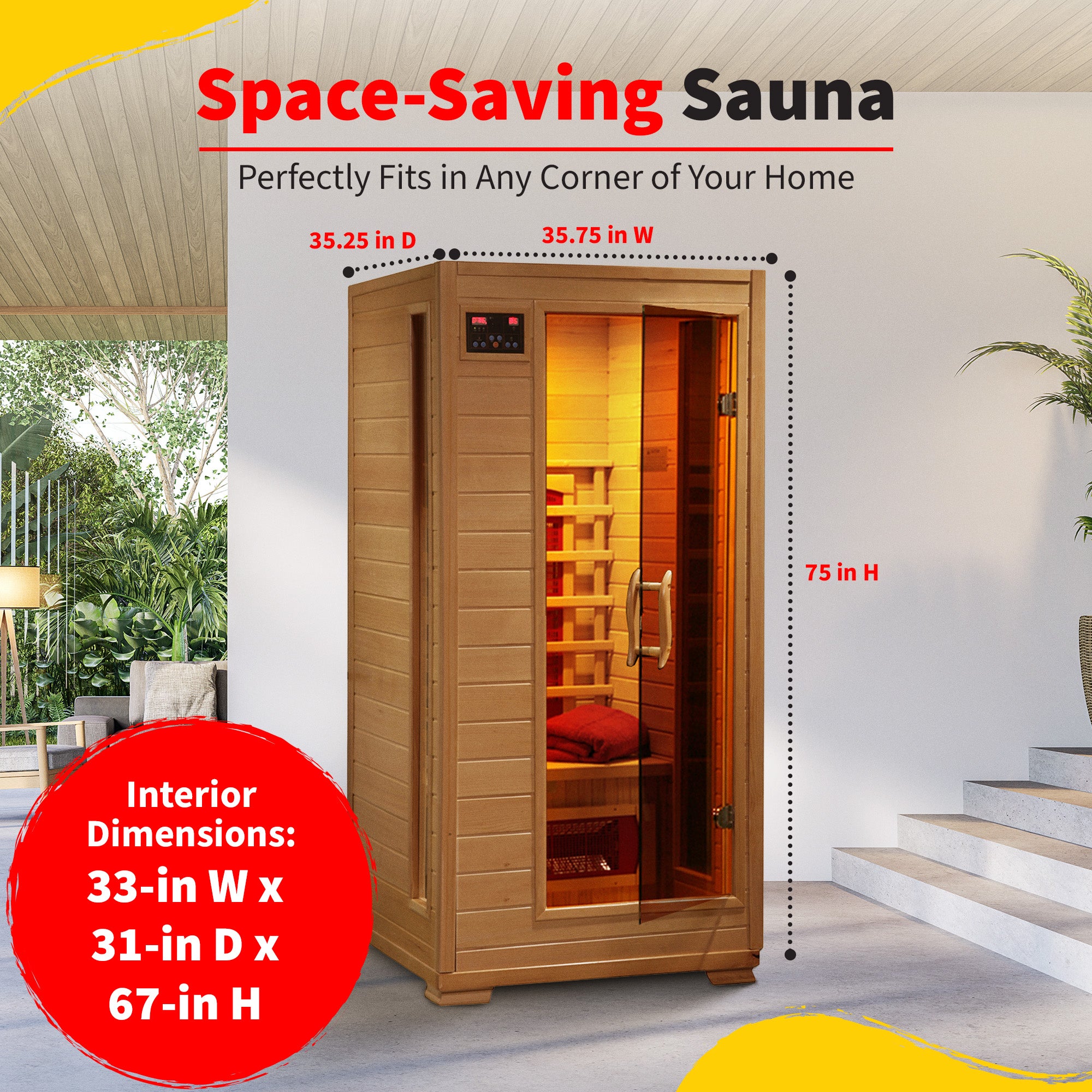 Buena Vista 1-2 Person Hemlock Infrared Sauna with 3 Ceramic Heaters - image 4