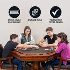 Kingston 48-in Poker Table Combo Set with 4 Arm Chairs - Walnut Finish - image 4