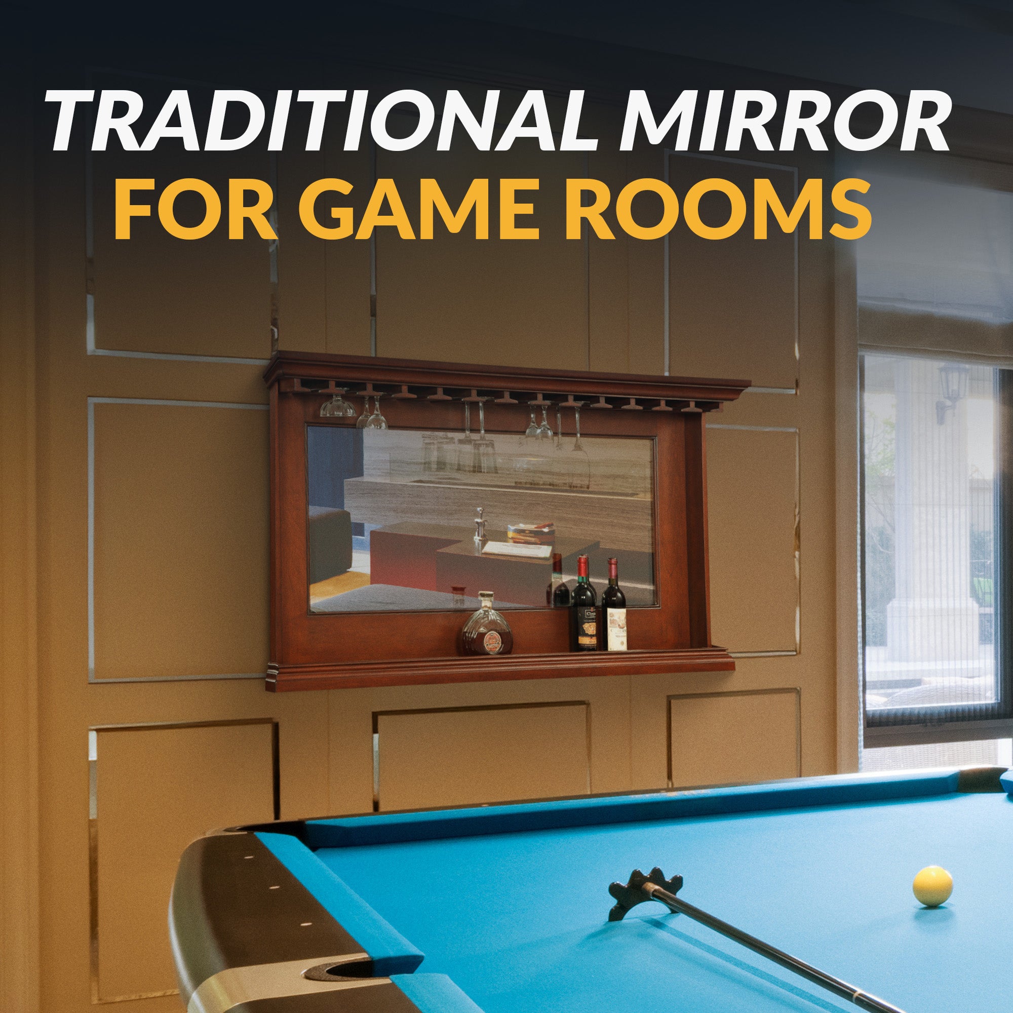 Seville 62-in Hardwood Back Bar Mirror - Mahogany Finish - image 6