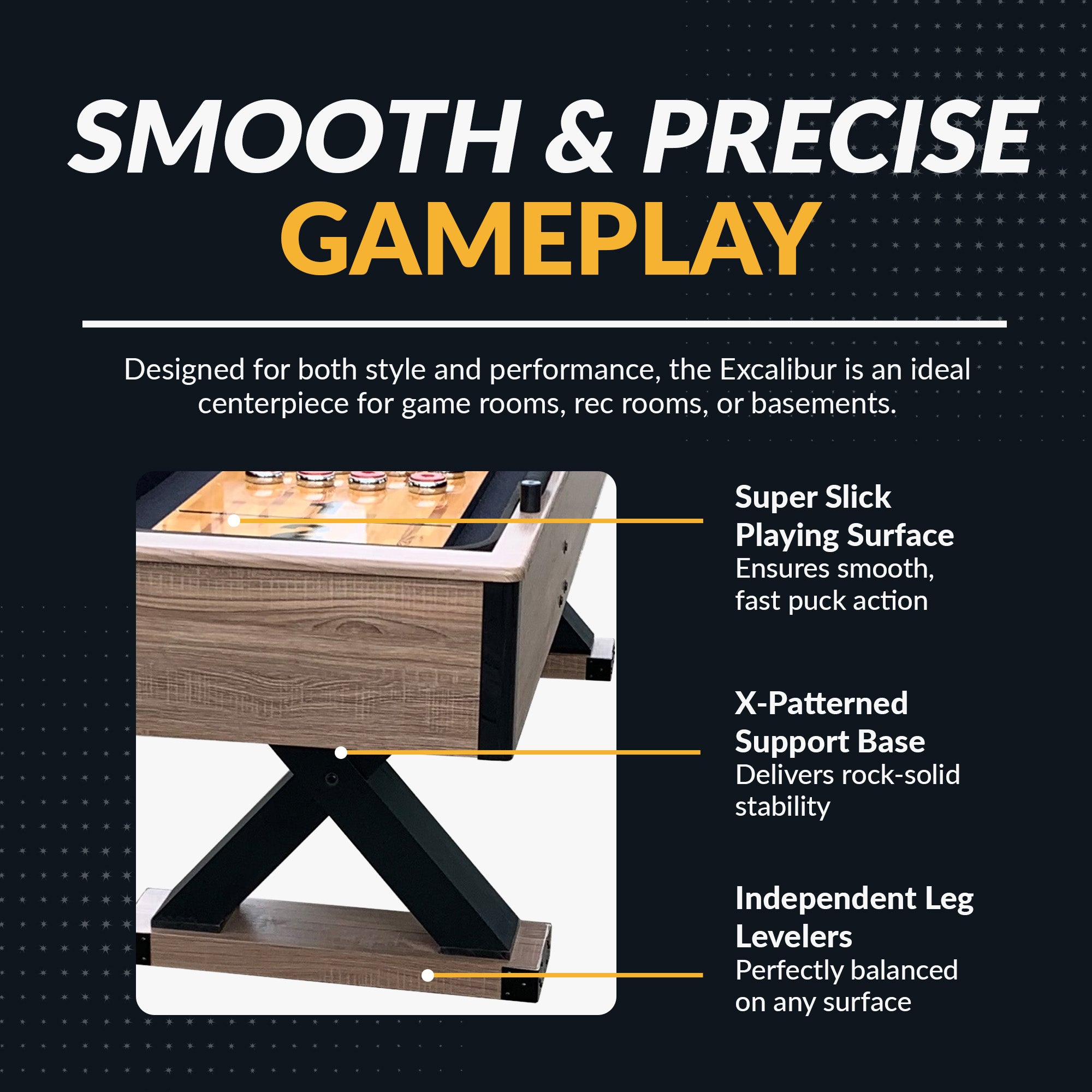 Excalibur 9-ft Shuffleboard Table - Driftwood Finish - image 3