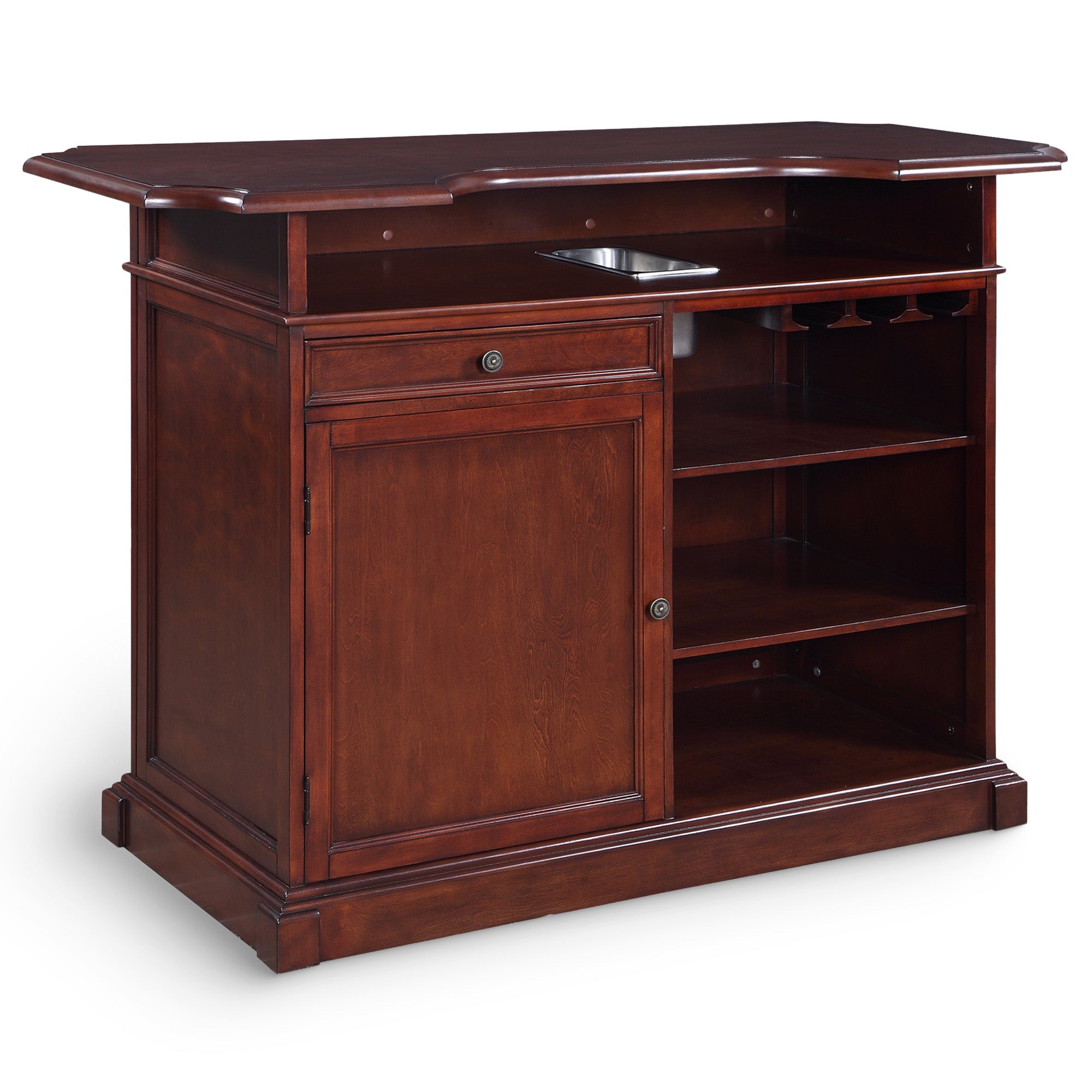 Ridgeline 60-in Hardwood Home Bar with Storage - Mahogany Finish