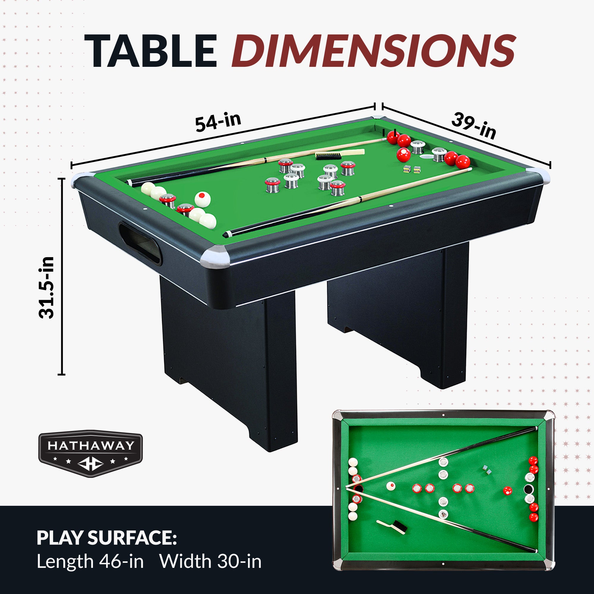 Renegade 54-in Bumper Pool Table - Slate - Black with Green Felt - image 2