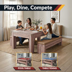 Newport 7-ft Pool Table Combo Set with Benches - Light Oak with Red Felt - image 6
