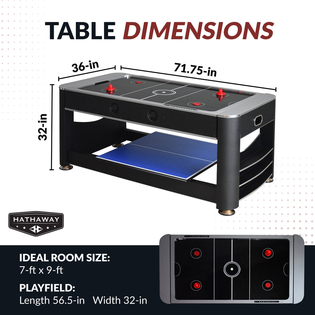 Triple Threat 6-ft Air Hockey 3-in-1 Rotating Multi-Game Table and Cabinet - image 2