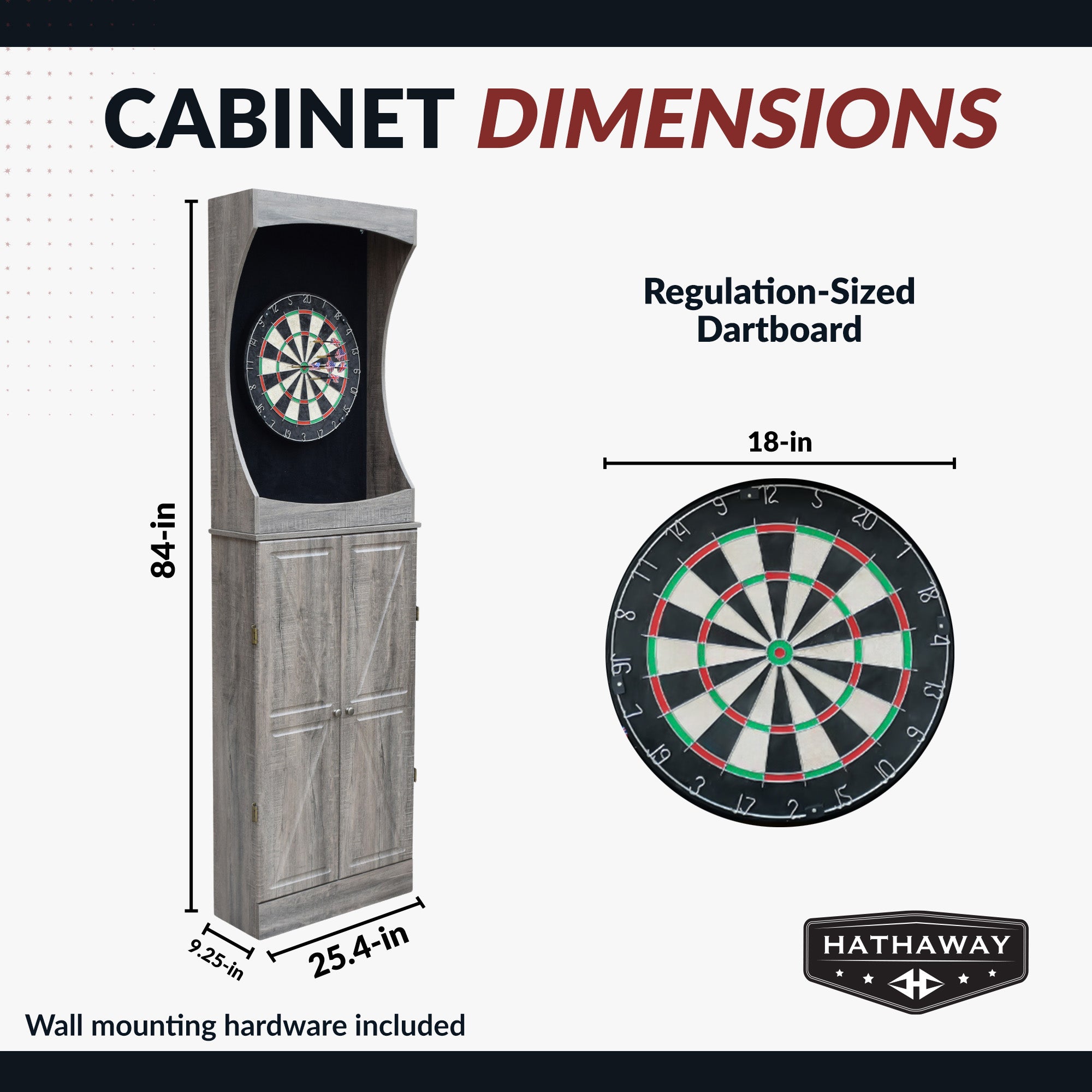 Westwood Bristle Dartboard and 84-in Free-Standing Cabinet - Rustic Gray - image 2