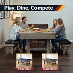 Logan 7-ft Pool Table Combo Set with Benches - Rustic Gray with Blue Felt - image 6