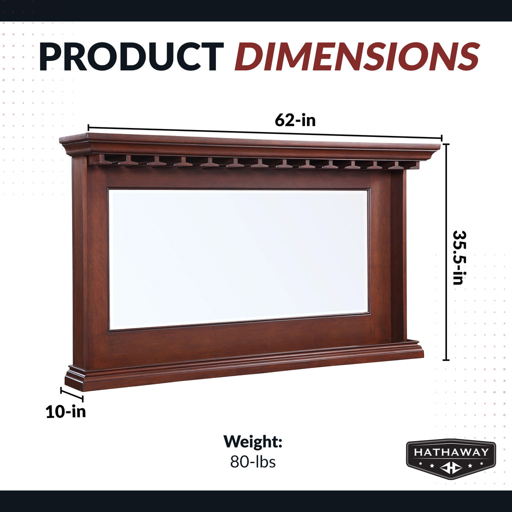 Seville 62-in Hardwood Back Bar Mirror - Mahogany Finish - image 2