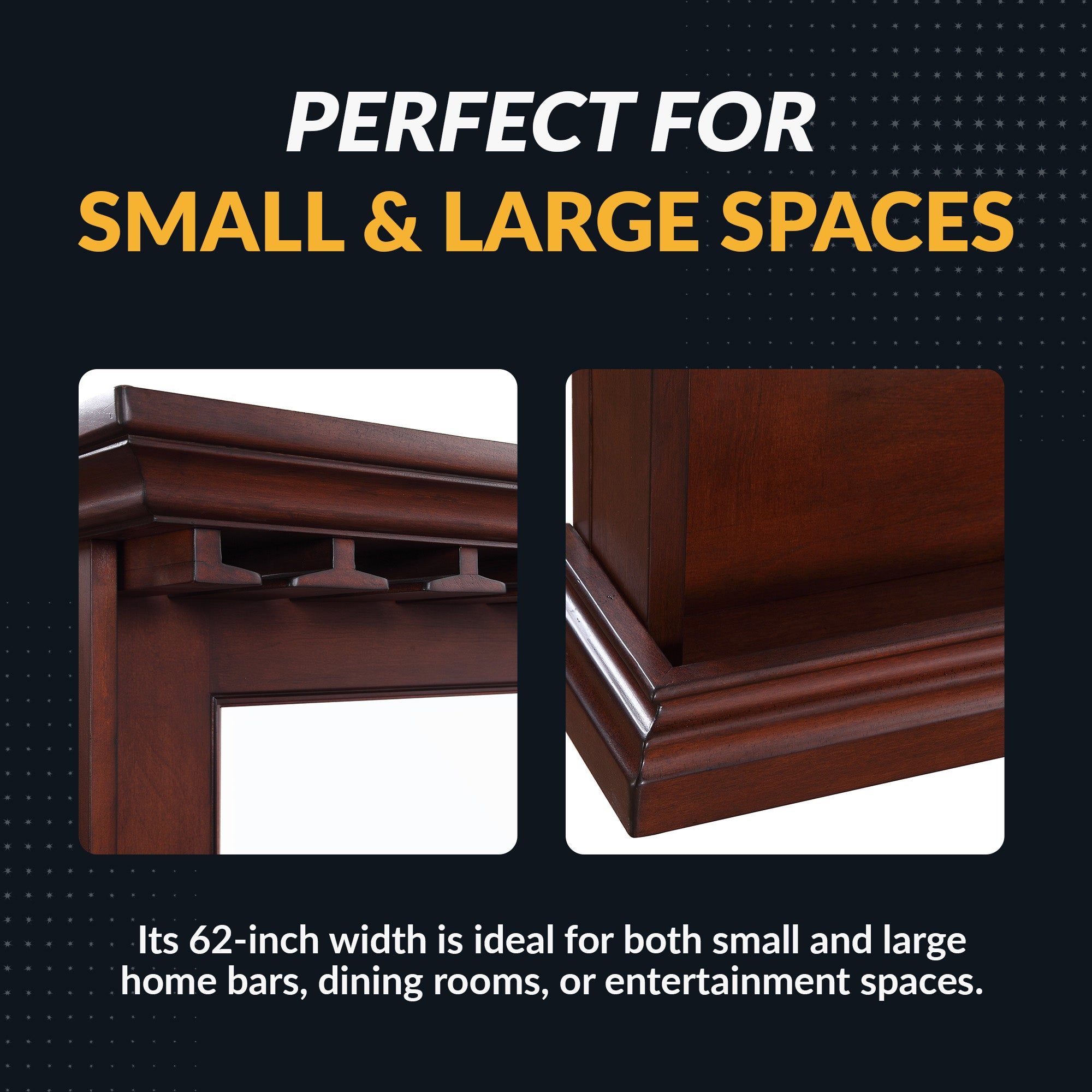 Seville 62-in Hardwood Back Bar Mirror - Mahogany Finish - image 5