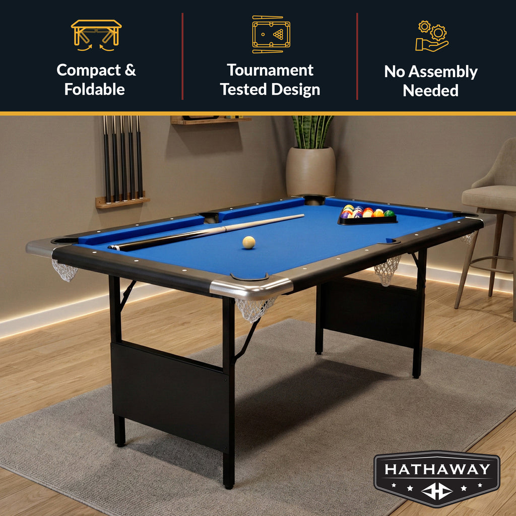 Fairmont 6-ft Portable Pool Table - Black with Blue Felt - image 2