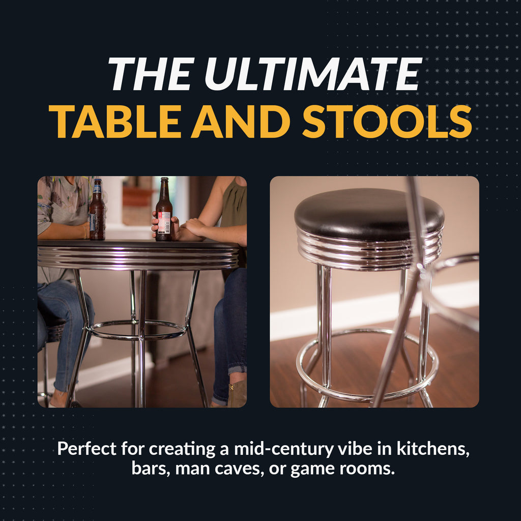 Remington 30-in Chrome Pub Table with Stools - 3 Piece Set - Black - image 5