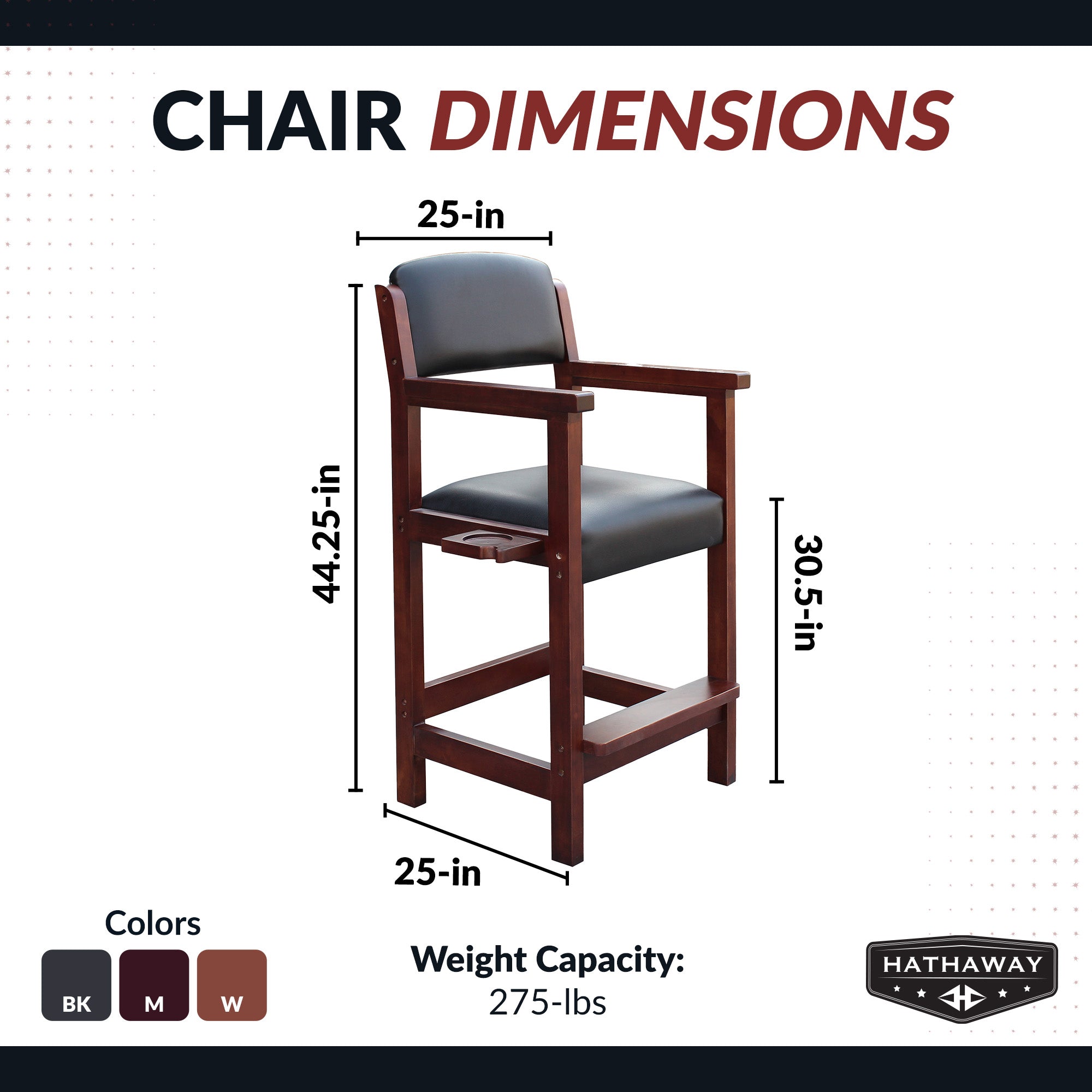 Cambridge 30-in High Top Spectator Chair - Walnut Finish - image 2