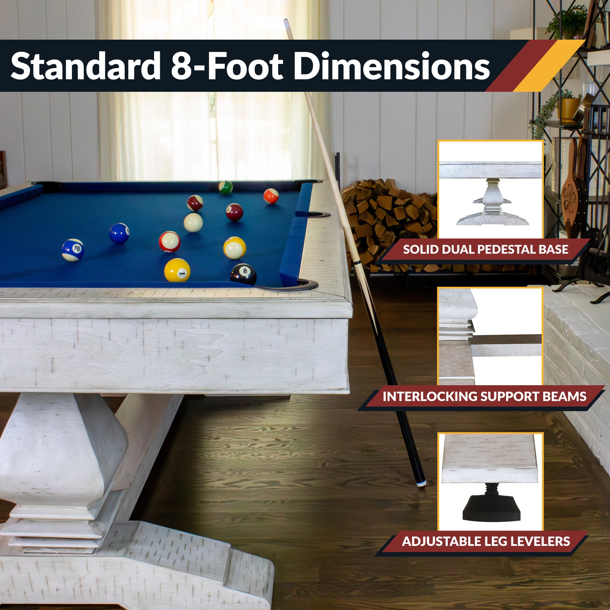 Montecito 8-ft Pool Table- Driftwood Finish with Blue Felt - image 6