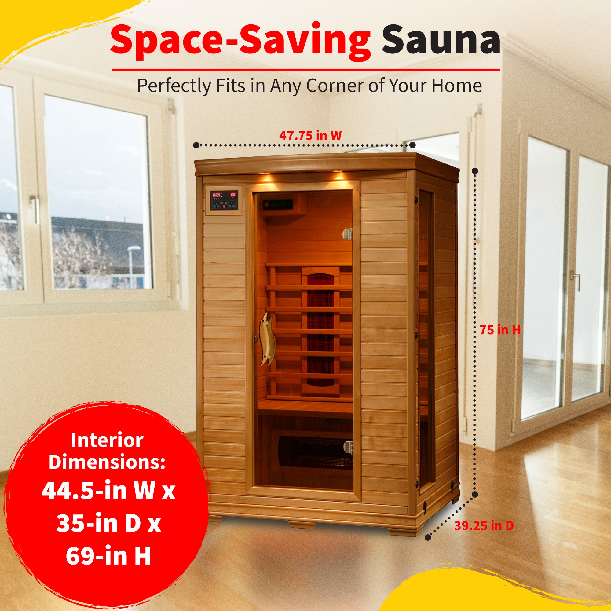 Coronado 2-Person Hemlock Infrared Sauna with 5 Ceramic Heaters - image 4