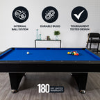 Hustler 7-ft Pool Table with Ball Return - Black with Blue Felt - image 4