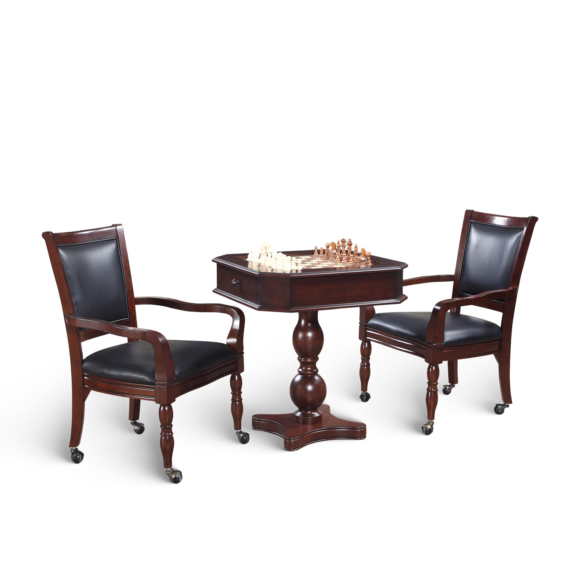 Fortress 28-in Chess 3-in-1 Pedestal Game Table Set with Chairs