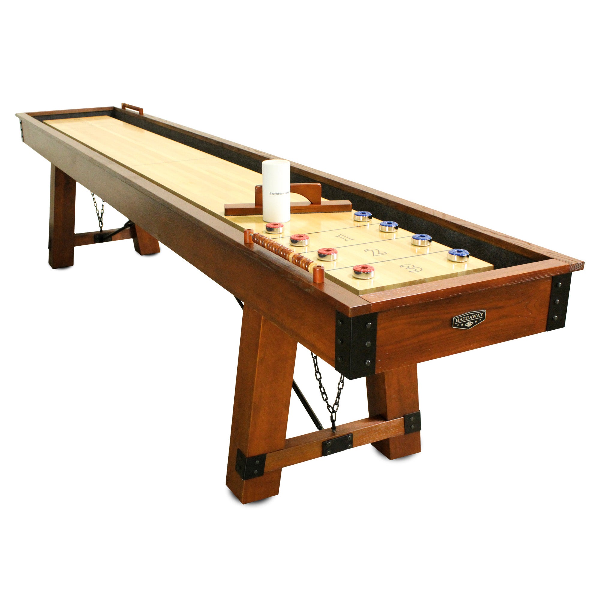 Cheyenne 12-ft Shuffleboard Table - Rustic Oak Finish