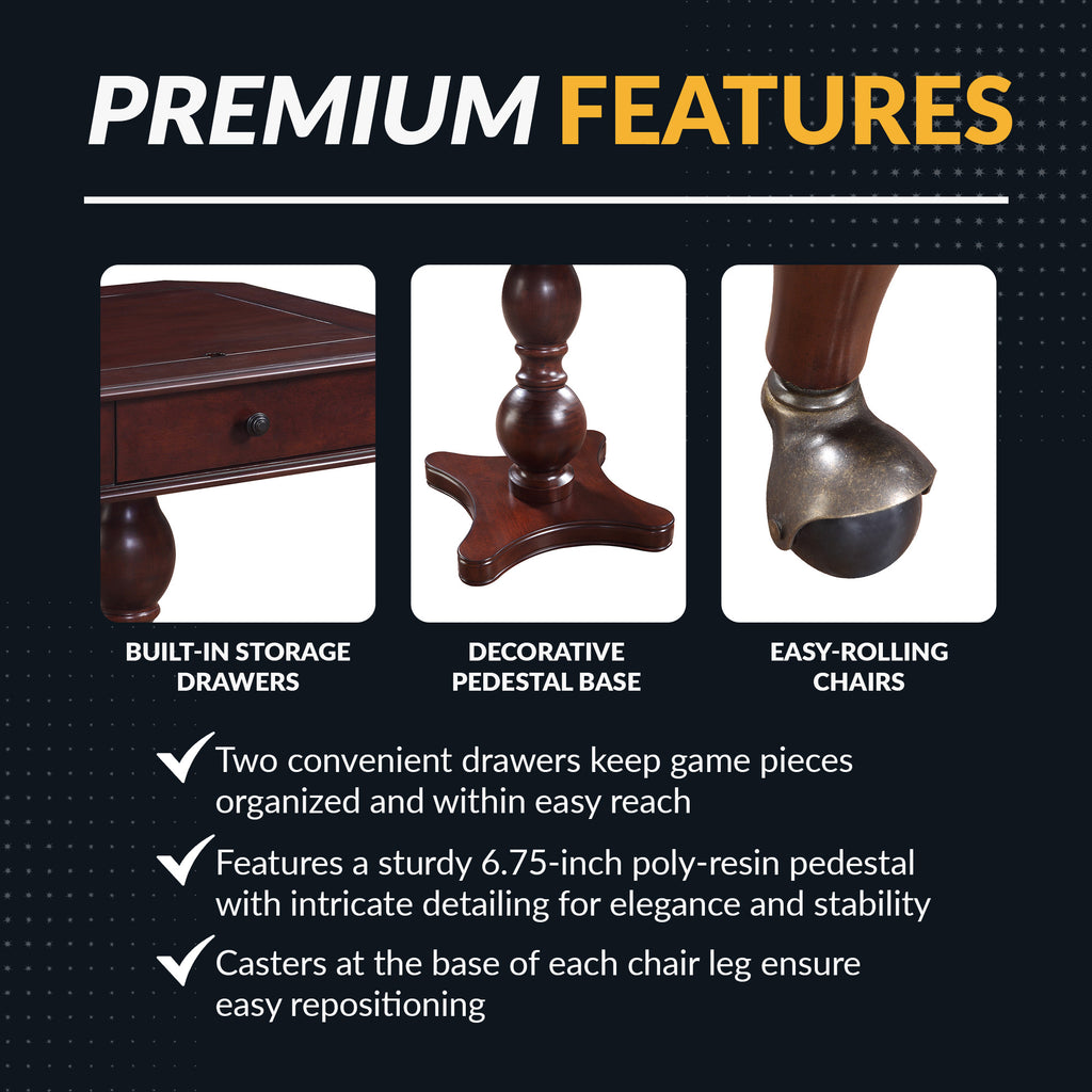 Fortress 28-in Chess 3-in-1 Pedestal Game Table Set with Chairs - image 5