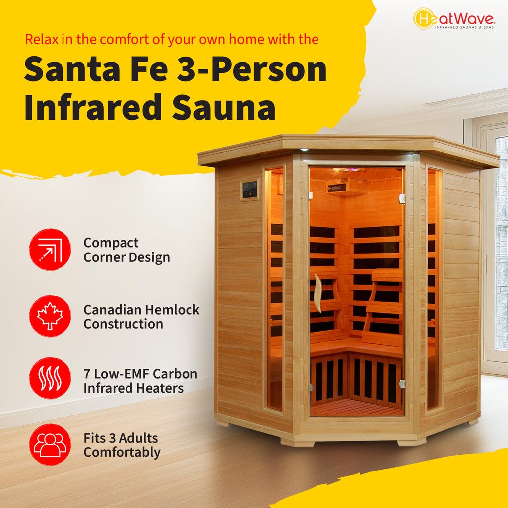 Santa Fe 3-Person Hemlock Corner Infrared Sauna with 7 Carbon Heaters - image 2