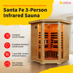 Santa Fe 3-Person Hemlock Corner Infrared Sauna with 7 Carbon Heaters - image 2