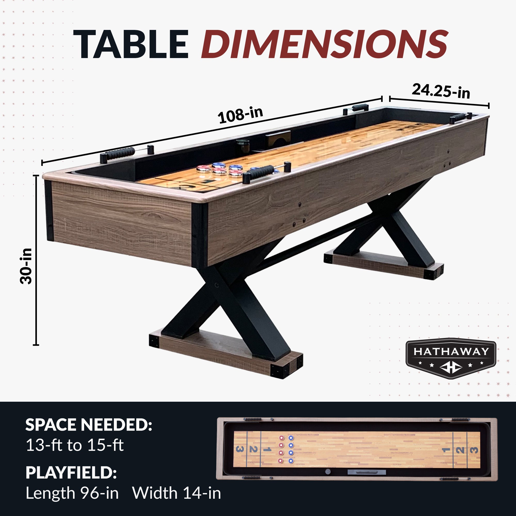 Excalibur 9-ft Shuffleboard Table - Driftwood Finish - image 2