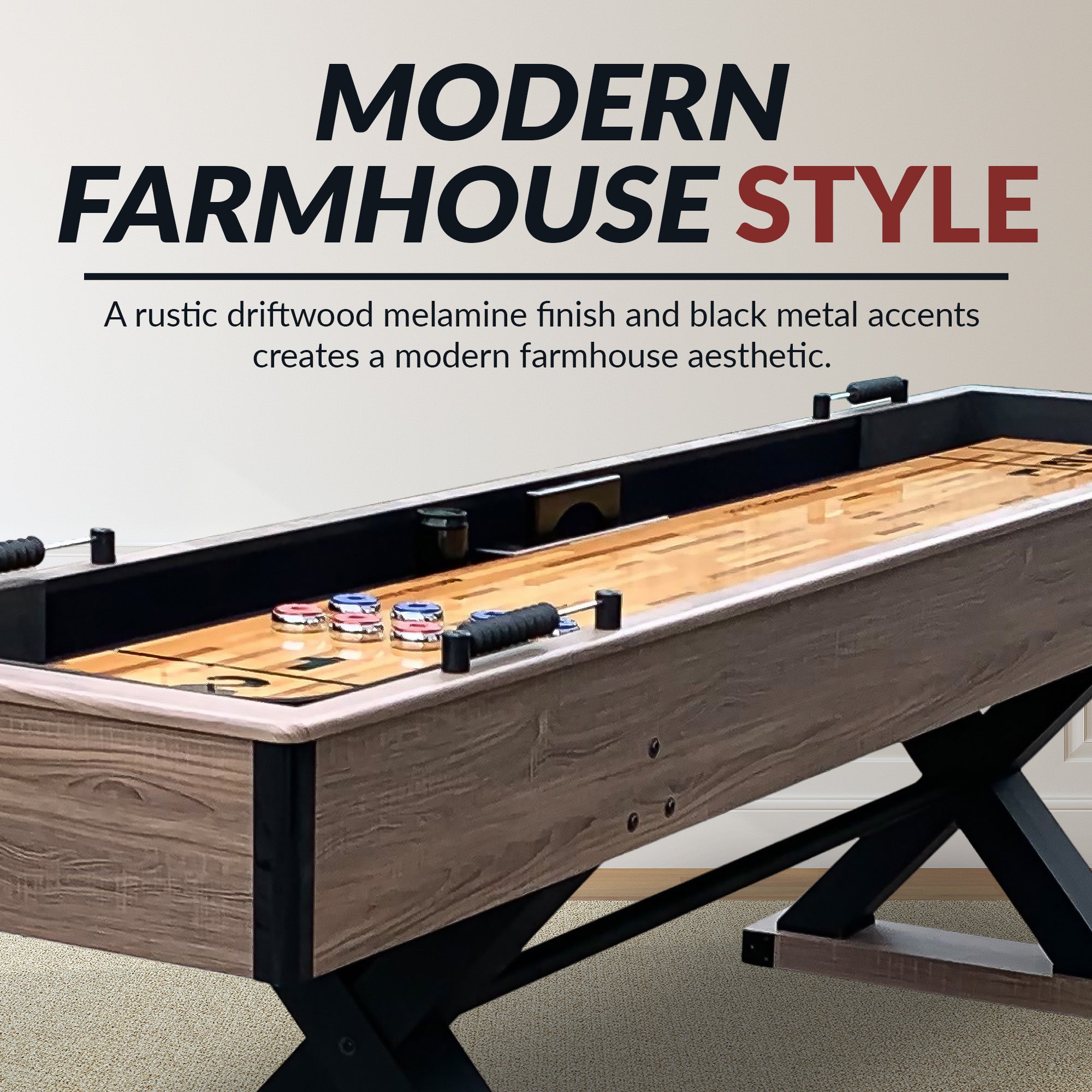 Excalibur 9-ft Shuffleboard Table - Driftwood Finish - image 7