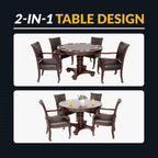 Bridgeport 48-in Poker Table and Dining Top with 4 Arm Chairs - Walnut Finish - image 6