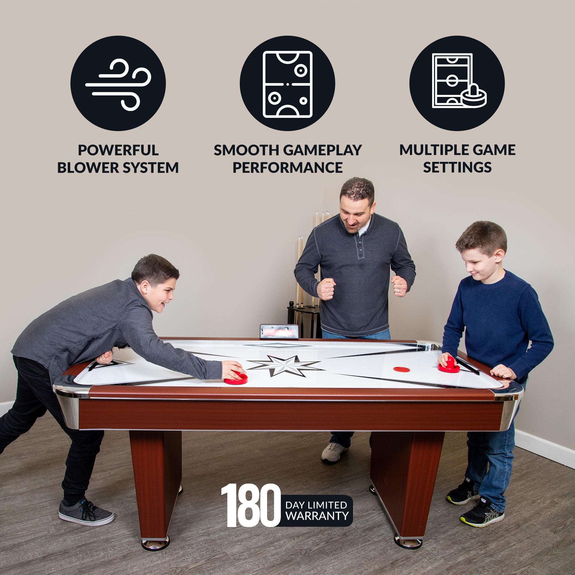 Midtown 72-in Air Hockey Table with LED Scoring - Cherry Finish - image 4