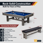 Logan 7-ft Pool Table Combo Set with Benches - Rustic Gray with Blue Felt - image 3
