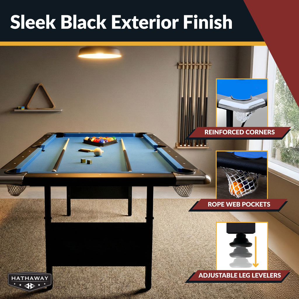 Fairmont 6-ft Portable Pool Table - Black with Blue Felt - image 4