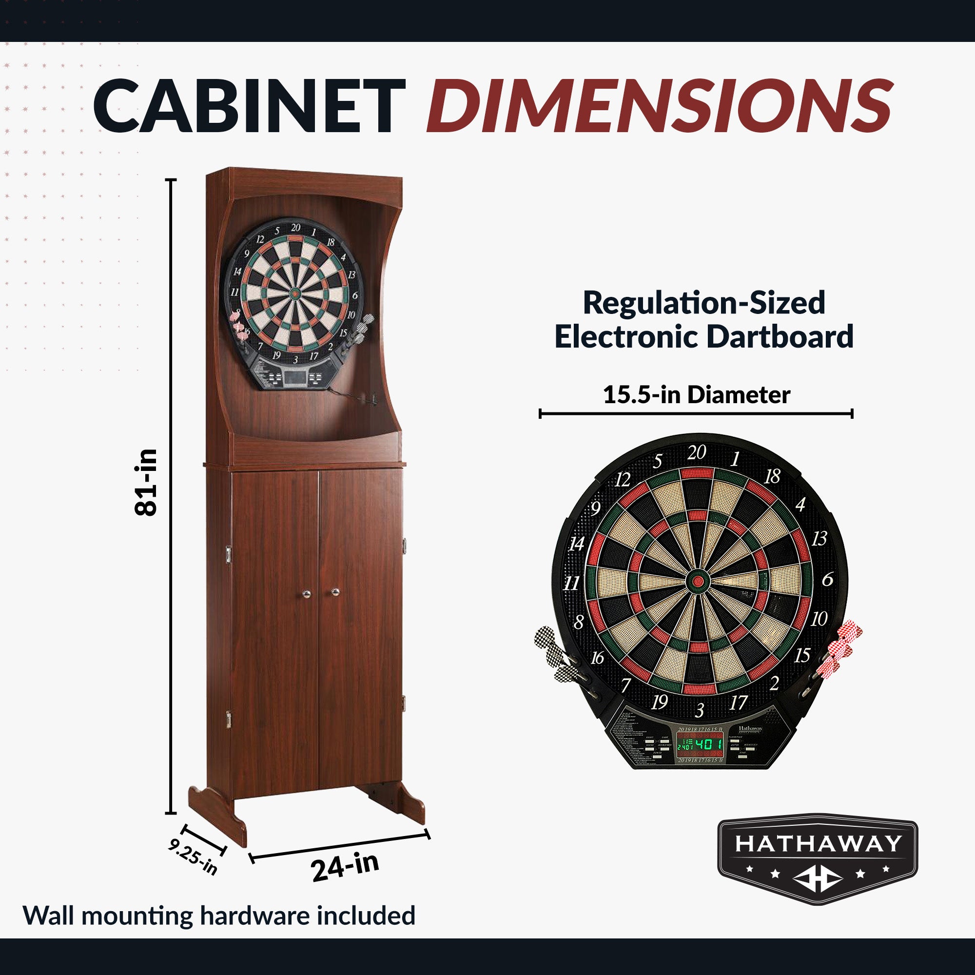 Outlaw Electronic Dartboard and 81-in Free-Standing Cabinet - Cherry Finish - image 2