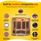Sonoma 3-Person Hemlock Infrared Corner Sauna with 7 Carbon Heaters - image 3