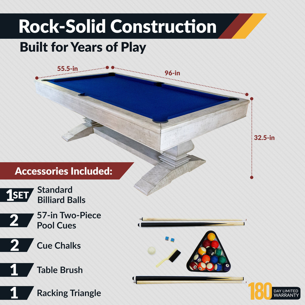 Montecito 8-ft Pool Table- Driftwood Finish with Blue Felt - image 3
