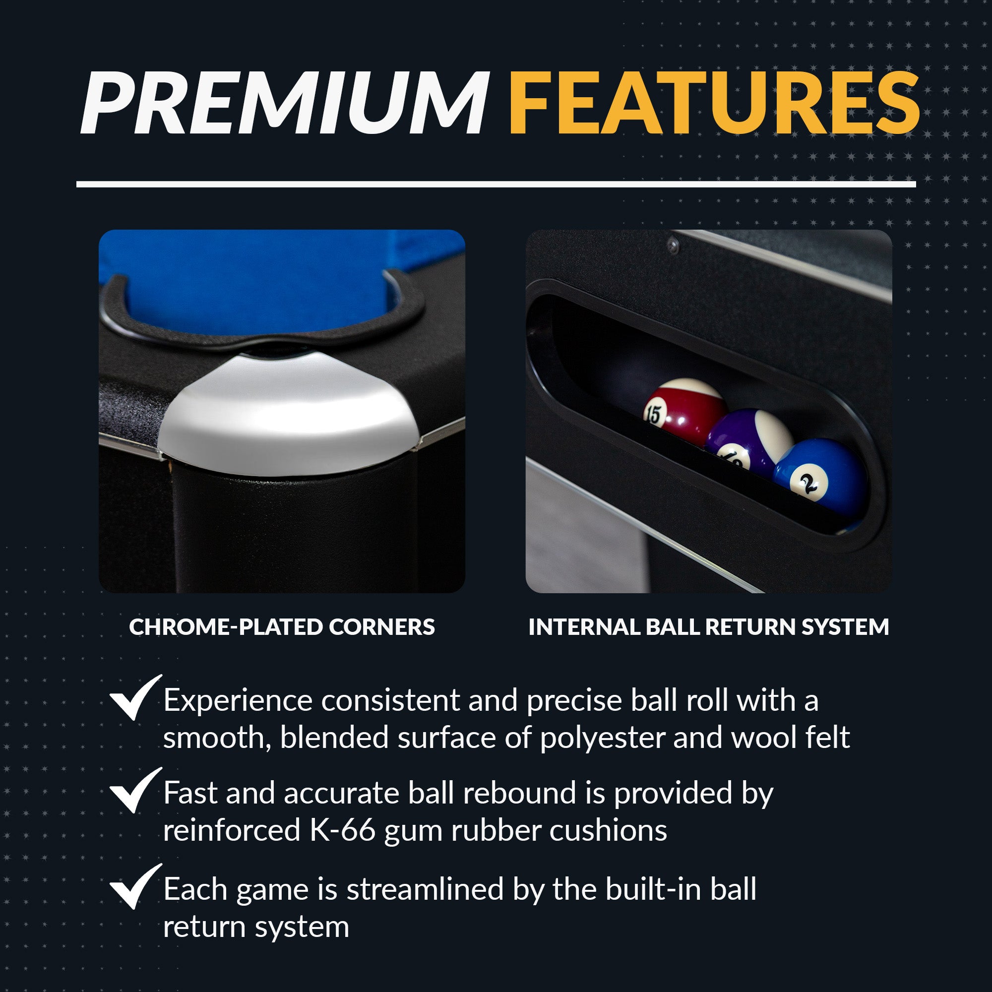 Hustler 8-ft Pool Table with Ball Return - Black with Blue Felt - image 5