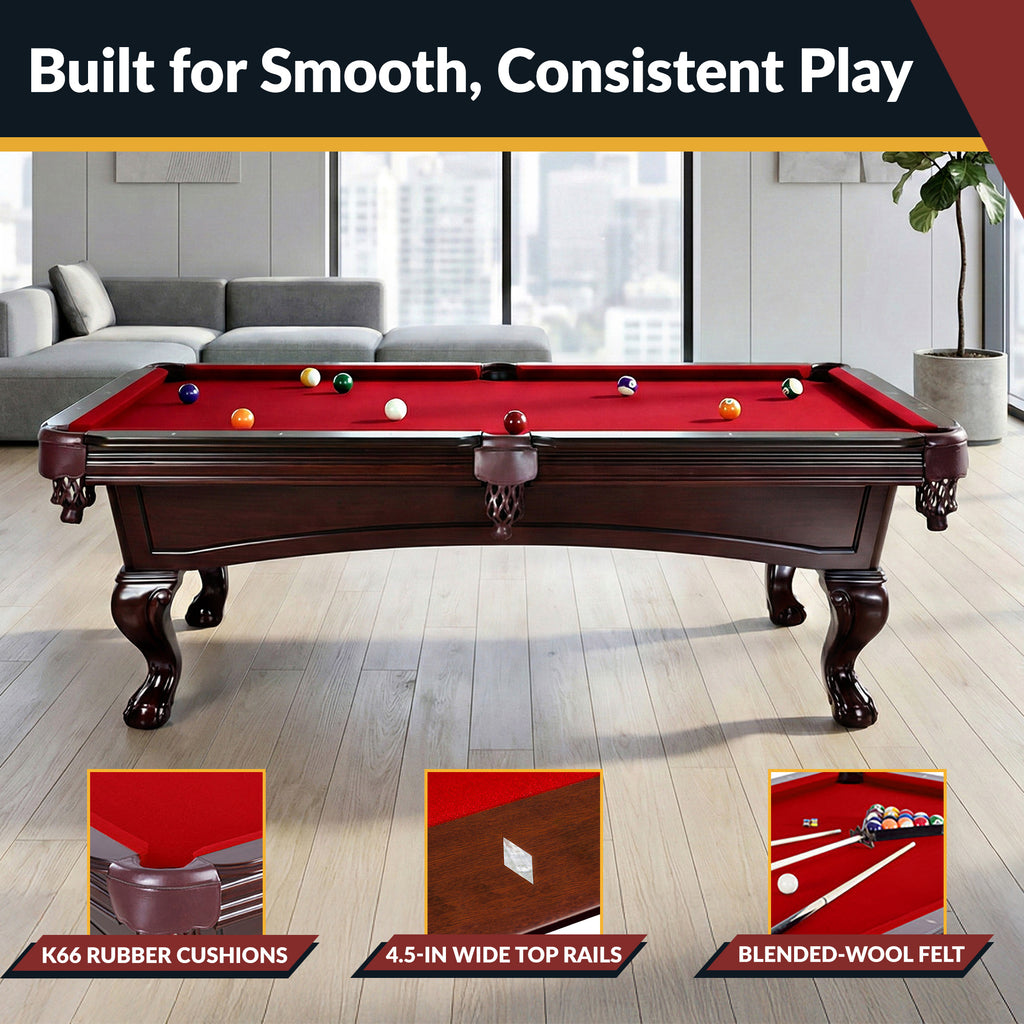 Augusta 8-ft Pool Table - Mahogany Finish with Red Felt - image 4