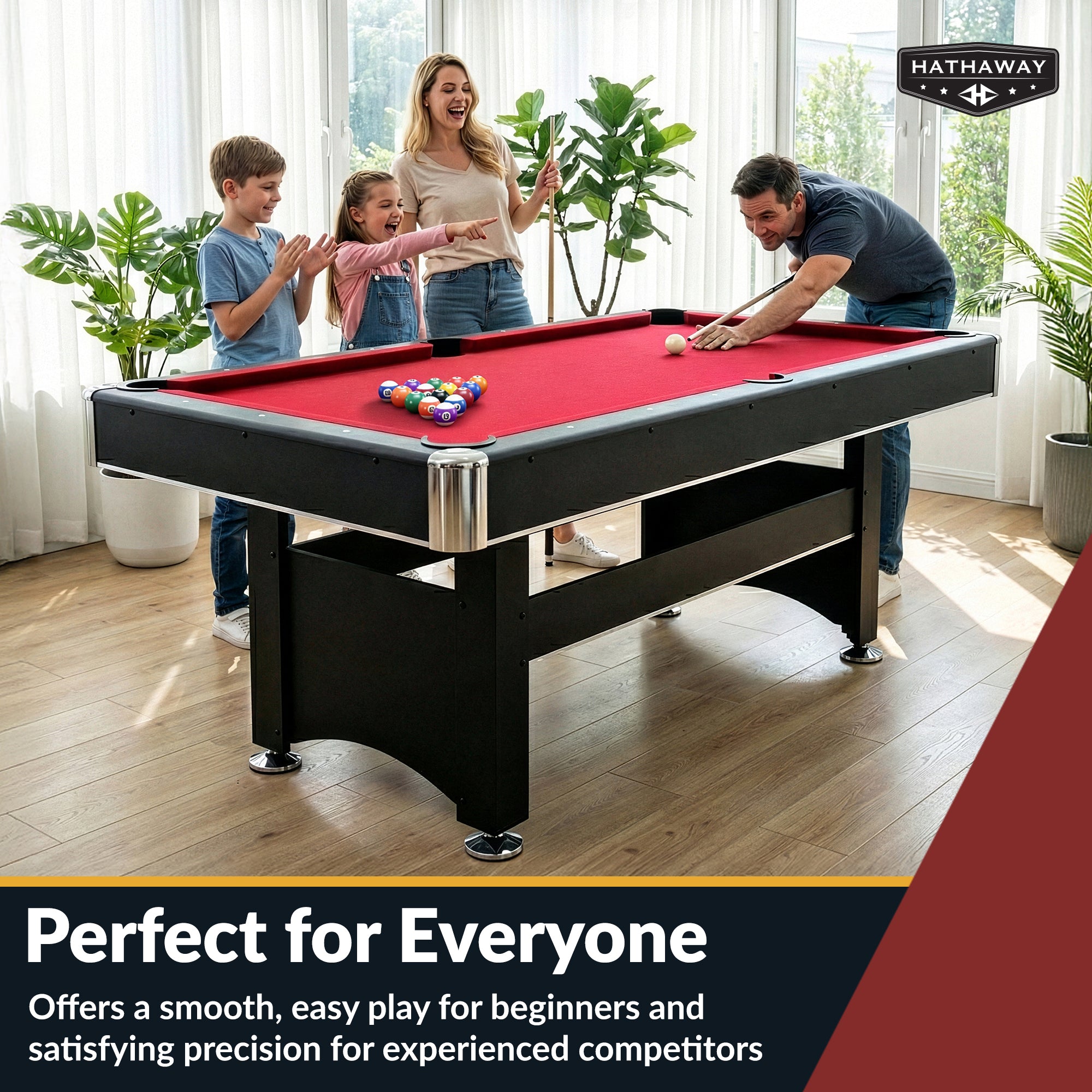 Spartan 6-ft Pool Table with Table Tennis Top - Black with Red Felt - image 7