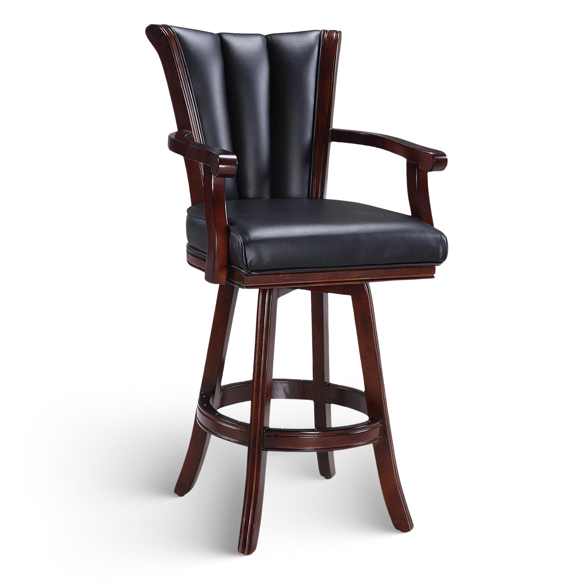Avondale 29-in Swivel Bar Stool with Arm Rests - Mahogany Finish