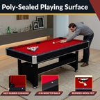 Spartan 6-ft Pool Table with Table Tennis Top - Black with Red Felt - image 4