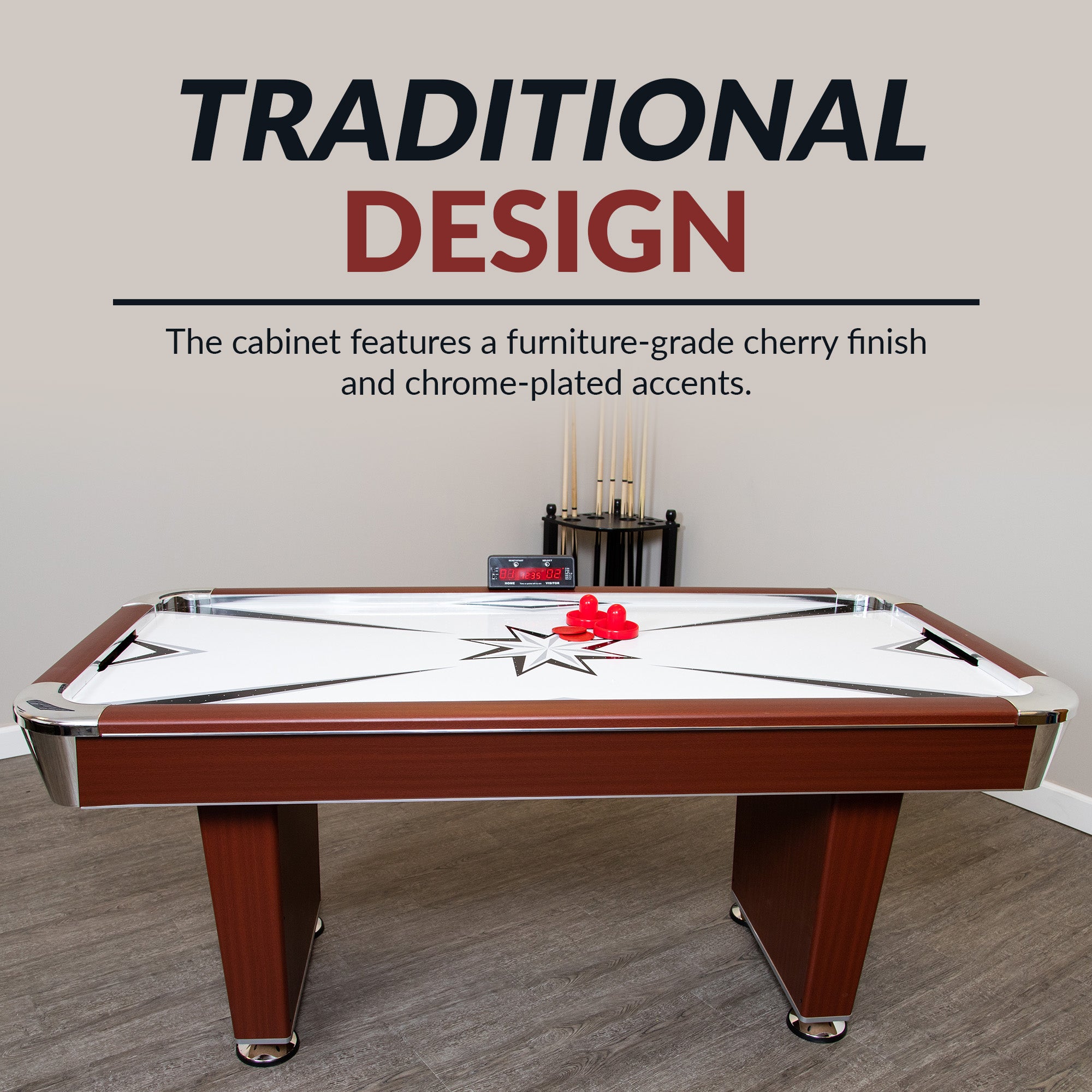 Midtown 72-in Air Hockey Table with LED Scoring - Cherry Finish - image 7