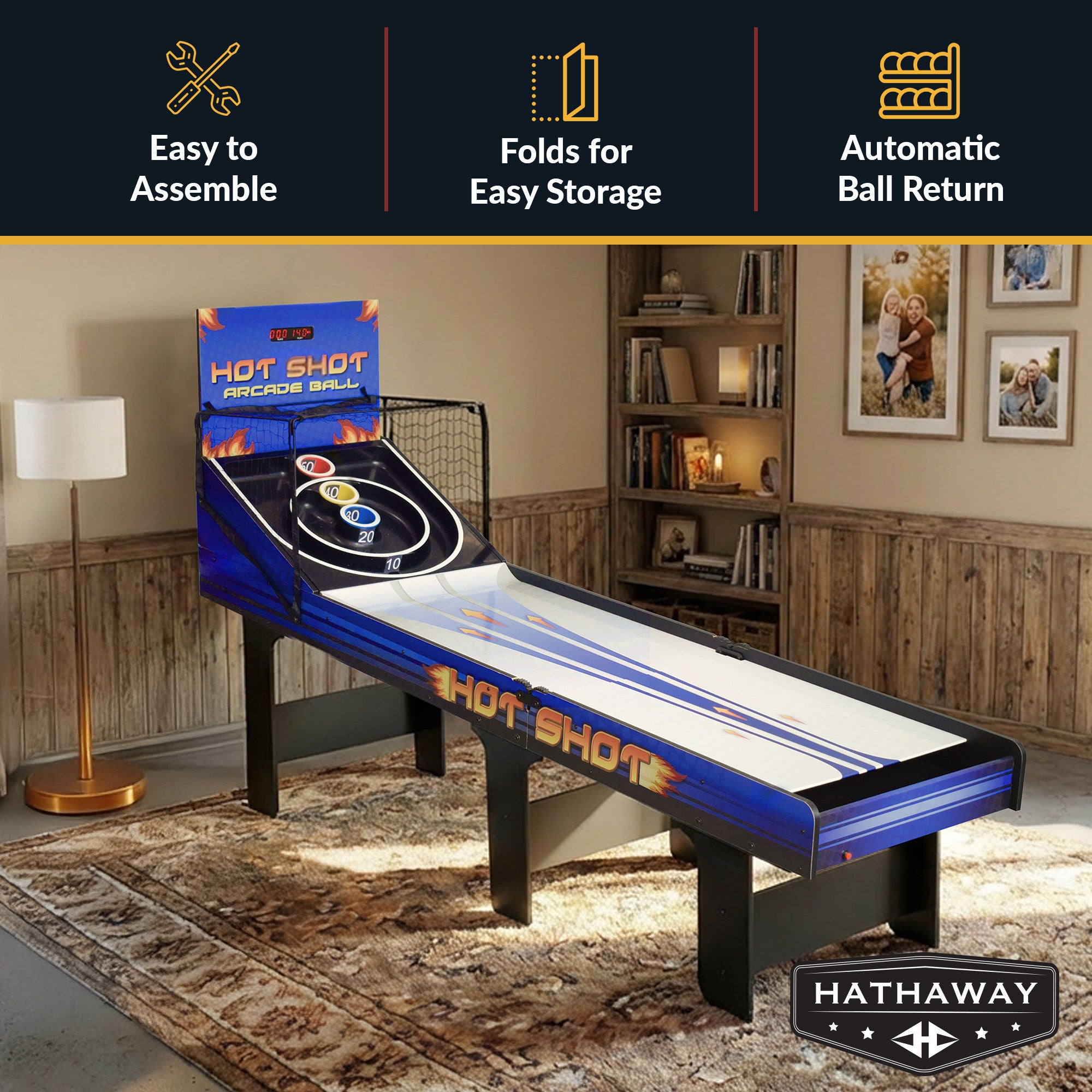 Hot Shot 8-ft Roll Hop and Score Arcade Game Table with LED Scoring - image 2