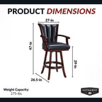 Avondale 29-in Swivel Bar Stool with Arm Rests - Mahogany Finish - image 2
