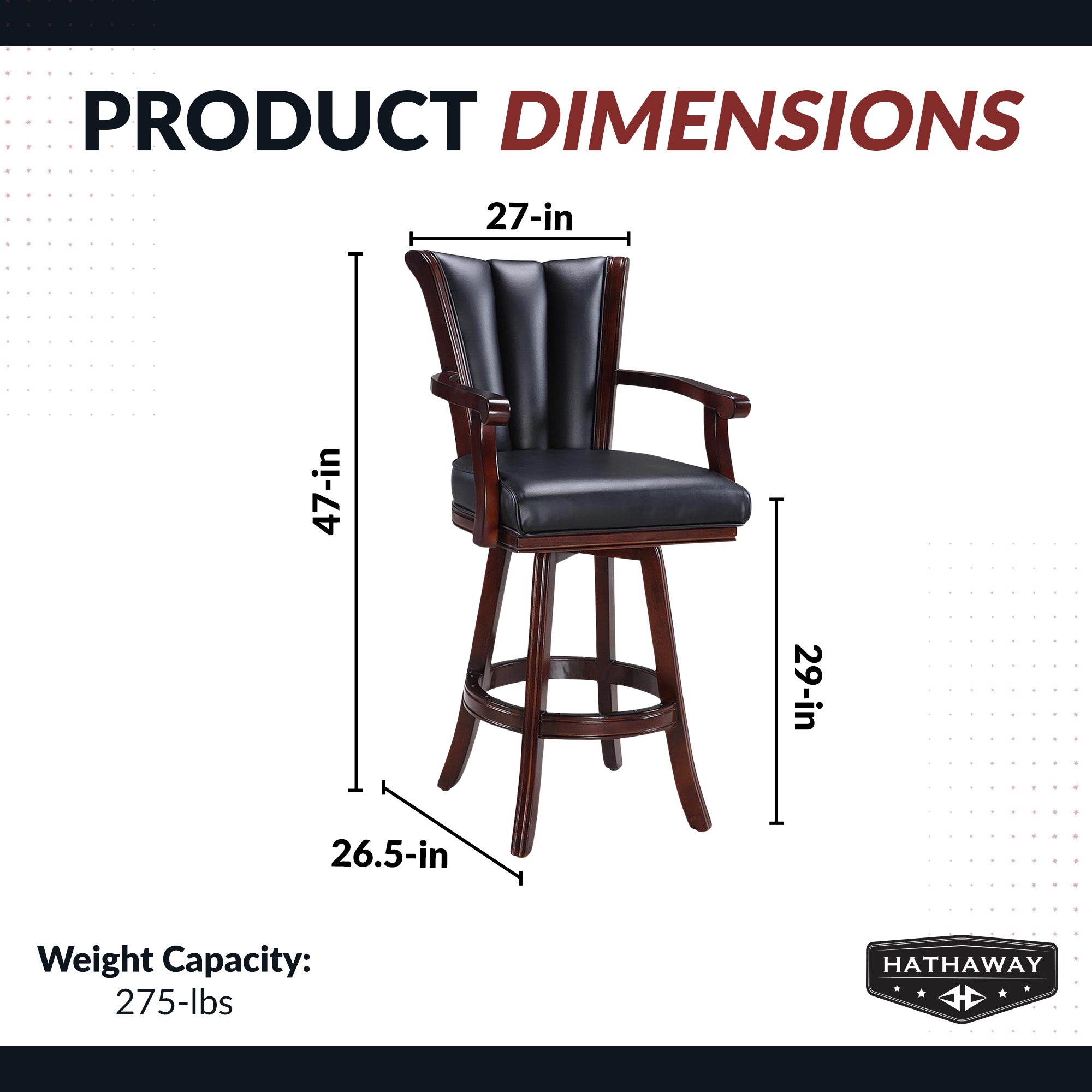 Avondale 29-in Swivel Bar Stool with Arm Rests - Mahogany Finish - image 2