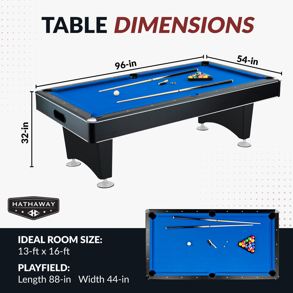 Hustler 8-ft Pool Table with Ball Return - Black with Blue Felt - image 2