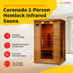 Coronado 2-Person Hemlock Infrared Sauna with 5 Ceramic Heaters - image 2