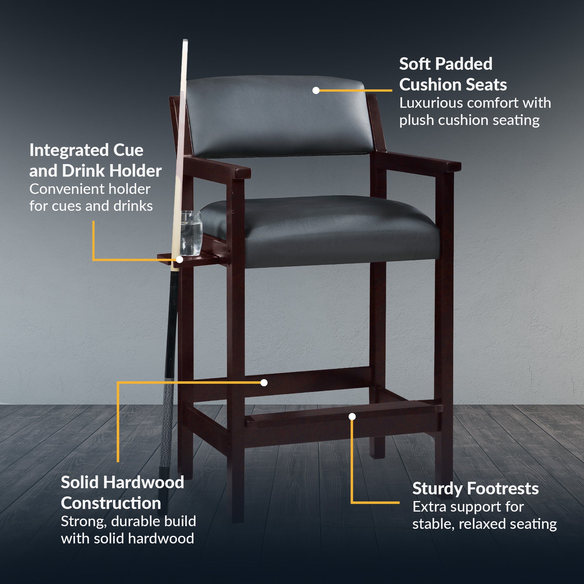 Cambridge 30-in High Top Spectator Chair - Mahogany Finish - image 3