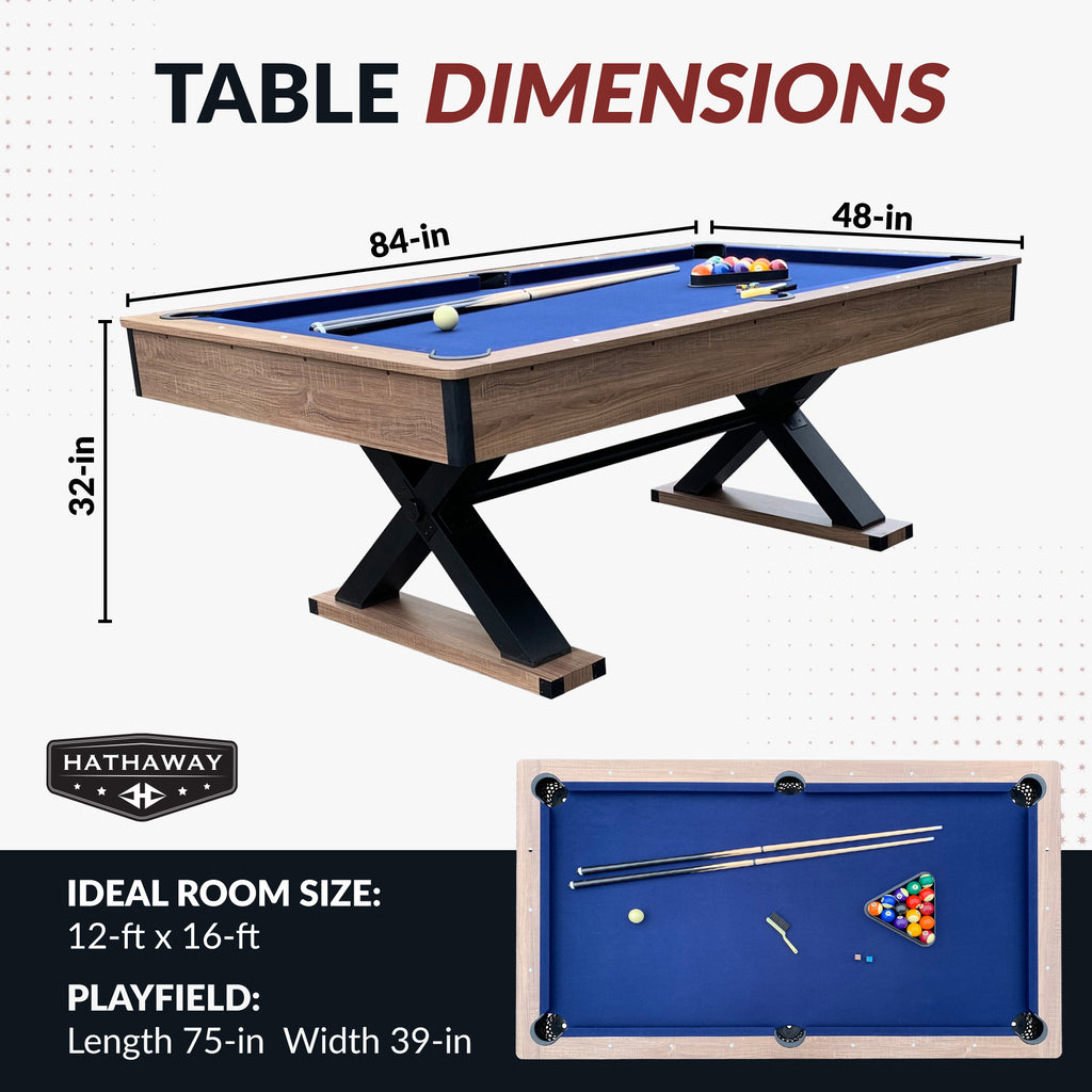 Excalibur 7-ft Pool Table - Driftwood Finish with Blue Felt - image 2
