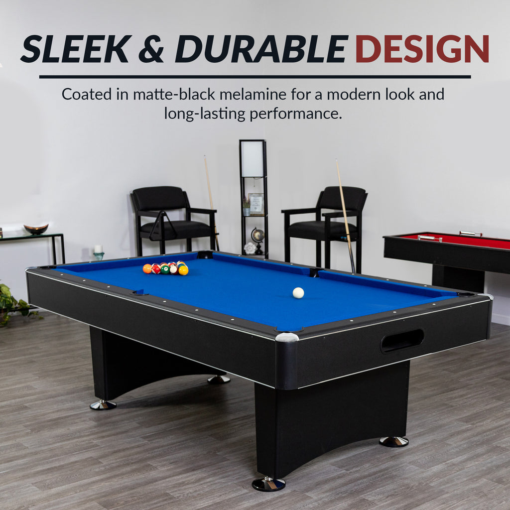 Hustler 7-ft Pool Table with Ball Return - Black with Blue Felt - image 7