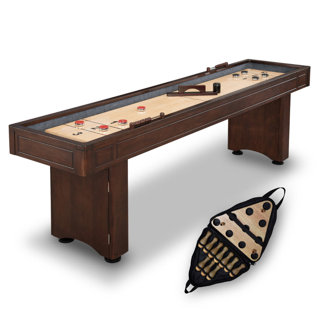 Austin 9-ft Shuffleboard Table with Bowling Pin Set
