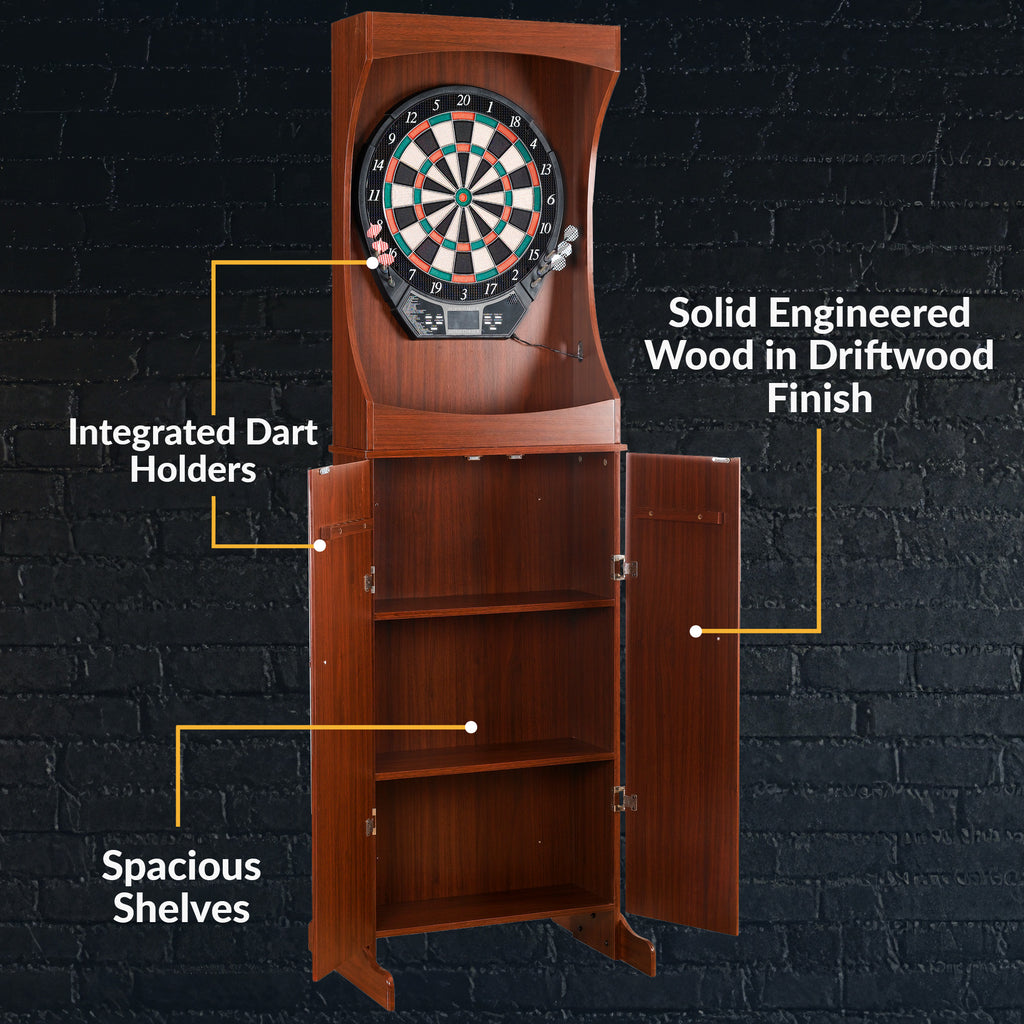 Outlaw Electronic Dartboard and 81-in Free-Standing Cabinet - Cherry Finish - image 7